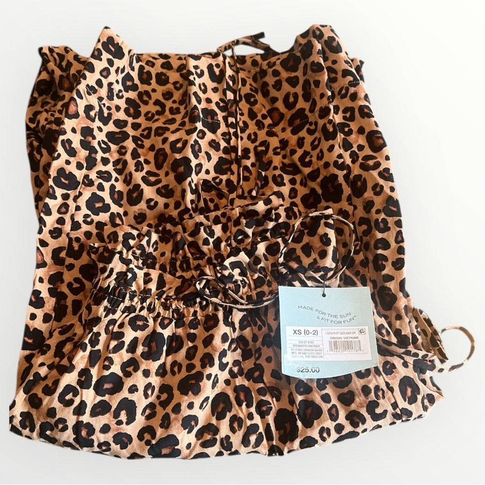 Shade & Shore Leopard Print Ruffle Waist Cover Up Pants - Picture 4 of 4